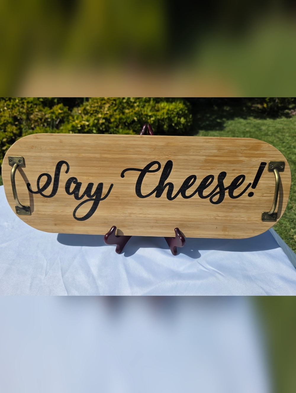 Say Cheese! Bamboo Serving Tray with Handles